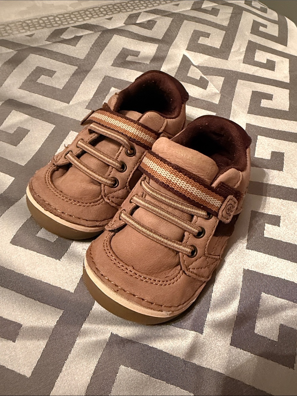 Stride Rite Toddler Brown Leather-Look Hook & Loop Sneakers